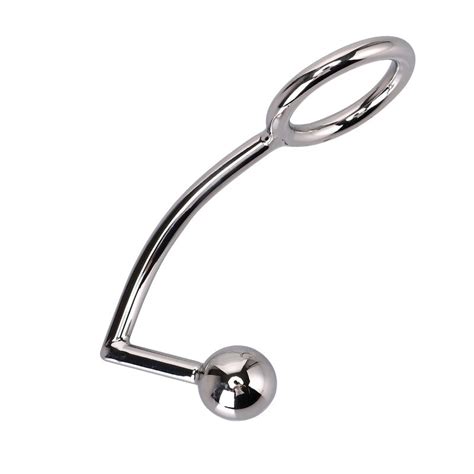 Stainless Steel Anal Hook With Penis Ring Metal Butt Plug Anal Plug Penis Lock Anal Dialtor