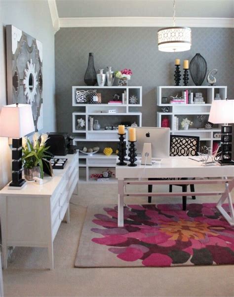Girly And Chic Gray Home Offices Feminine Home Offices Home Office