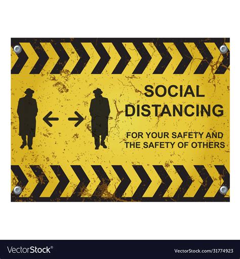 Warning Social Distancing Sign Royalty Free Vector Image