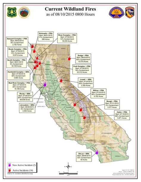 Cal Fire Monday Morning August 10 2015 Report On Wildfires In