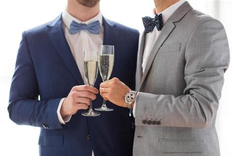 Pessoas Celebração Homossexualidade Casamento Do Mesmo Sexo E Conceito De Amor Close Up De