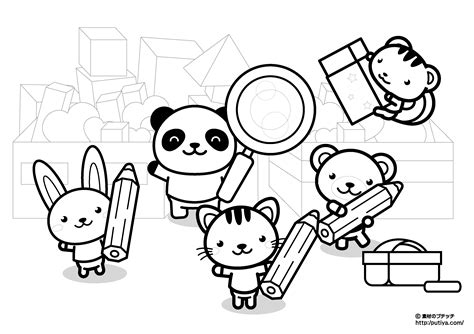 子どもから大人まで楽しめる色々なタイプの塗り絵が約500種類、無料でダウンロードできます。保育や教育、福祉など各種施設での活動にご利用いただけます。 ひとりの時間の楽しみに、グループ活動にお役立てください。 we have various coloring books for free. 文房具と玩具と動物の塗り絵｜かわいいフリー素材、無料 ...