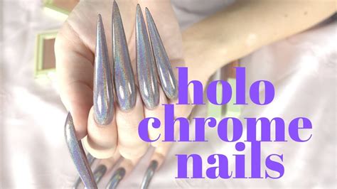 Holographic Chrome Stiletto Acrylgel Nails In 4k Youtube