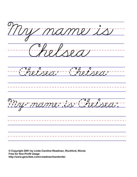 Basic Handwriting for Kids - Cursive Names - Female (Non ...