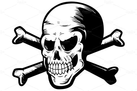 A skull and crossbones is a symbol consisting of a human skull and two long bones crossed together under or behind the skull. Skull and Crossbones ~ Illustrations on Creative Market