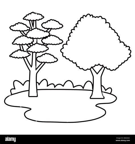 Nature Trees Park Cartoons In Black And White Stock Vector Image And Art