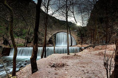 The Famous Paleokaria Waterfall In Trikala Regional Unit Greece The