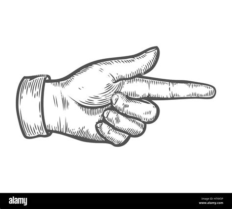 Hand Gesture Pointing Right Finger Retro Vintage Sketch Vector