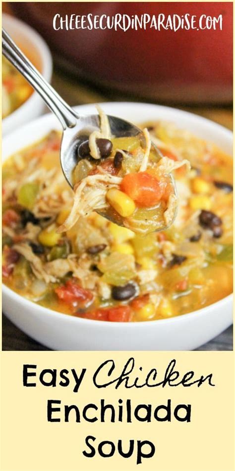 Remove chicken from slow cooker with a slotted spoon; Easy Chicken Enchilada Soup (+ Slow Cooker Instructions ...