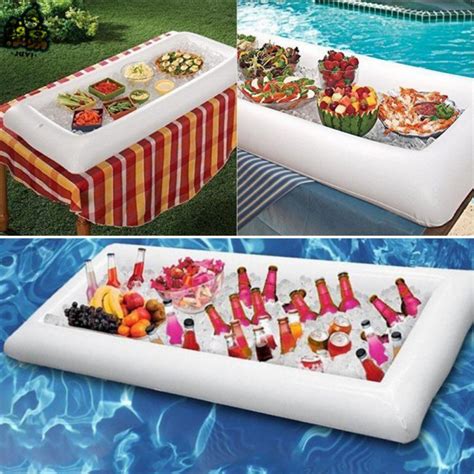 Pool floats have recently become the trendy pool accessory. Inflatable Pool Float Drink Holder Ice Bucket Salad Bar ...
