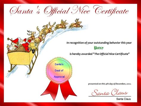 There's a nice frame on the this free download of a certificate template for powerpoint (ppt) can also be used in microsoft word. santa NICE LIST CERTIFICATES | FREE Printable Santa's ...