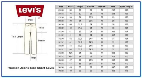 Womens Lee Jeans Size Chart