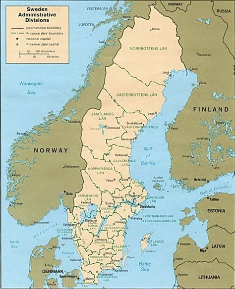 Sweden Map Counties Map Of Swedish Counties Northern Europe Europe