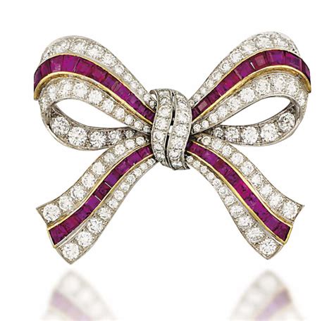 ©️ Christies Ruby And Diamond Bow Brooch Art Deco Jewelry Jewelry