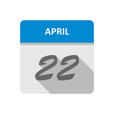 April 22nd Date On A Single Day Calendar 507608 Vector Art At Vecteezy
