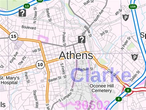 Athens Map Georgia
