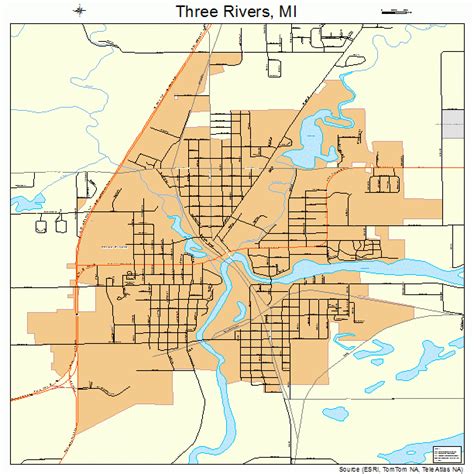 The three rivers, mi info booth. Three Rivers Michigan Street Map 2679760