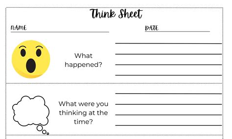 Elementary Think Sheet Restorative Questions Instant Download Etsy