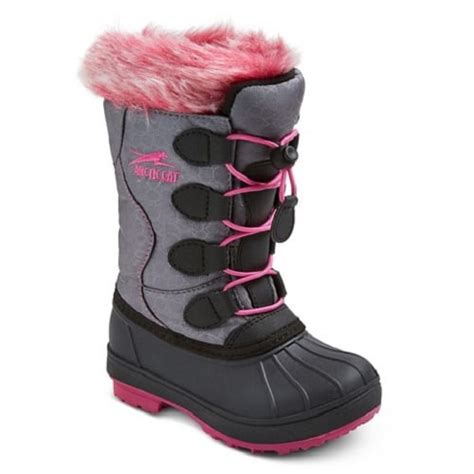 Toddler Girls Arctic Cat Snowcharm Winter Boots Greypink Trim Size
