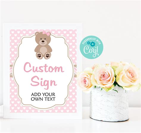 Editable Teddy Bear Sign Custom Baby Shower Sign Printable Etsy