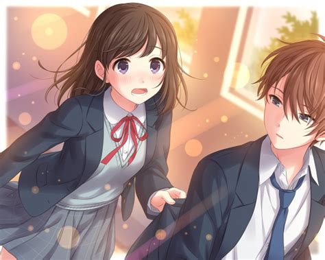 Wallpaper Anime Couple, Cute, Bokeh, School, School ...