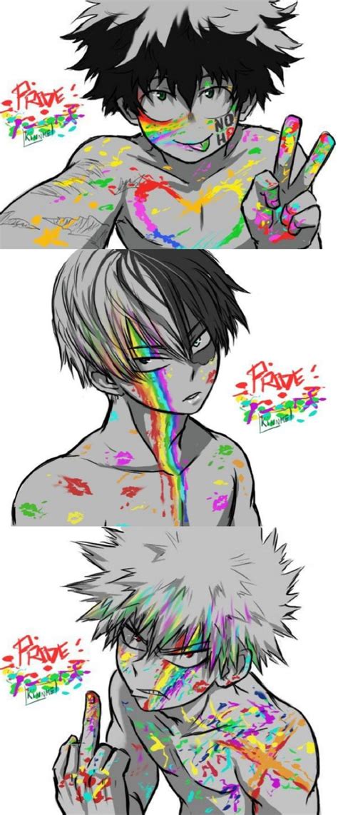 Midoriya "Deku" Izuku, Todoroki Shouto, Bakugo Katsuki Pride colors