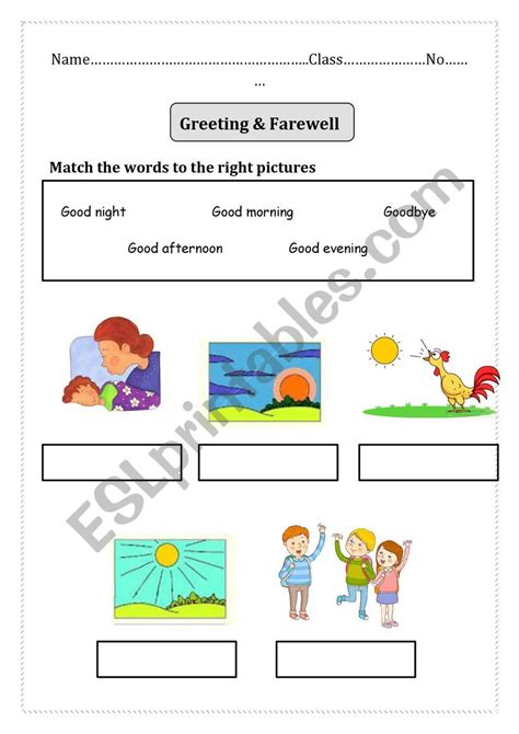 Greeting Farewell Esl Worksheet By Noonamo