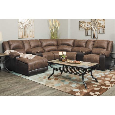 Nantahala Coffee 7 Piece Reclining Sectional With Raf Chaise Tt 503rc
