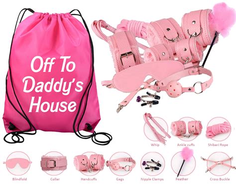 Pink Beginners Bondage Kit And Personalized Storage Bag Daddy Master Ddlg Bdsm Cglg Submissive