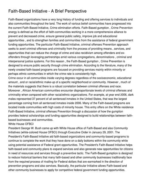 faith based initiative a brief perspective by clint hernandez issuu