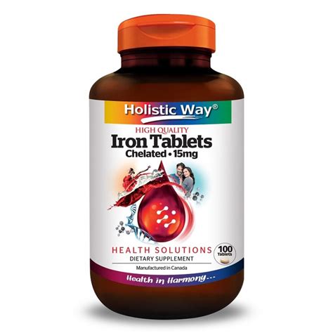 Holistic Way Iron Tablets Chelated 15mg Tablets Support Healthy