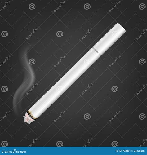 Vector 3d Realistic White Clear Blank Whole Lit Cigarette With Smoke