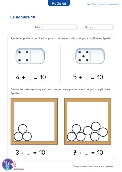 Exercices Maths Gs Maternelle Grande Section Jeux Fiches Pdf French