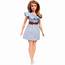 Barbie Fashionistas Doll Curvy With Pinstripe One Shoulder Dress 