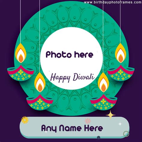 happy diwali 2020 greeting card with name and photo