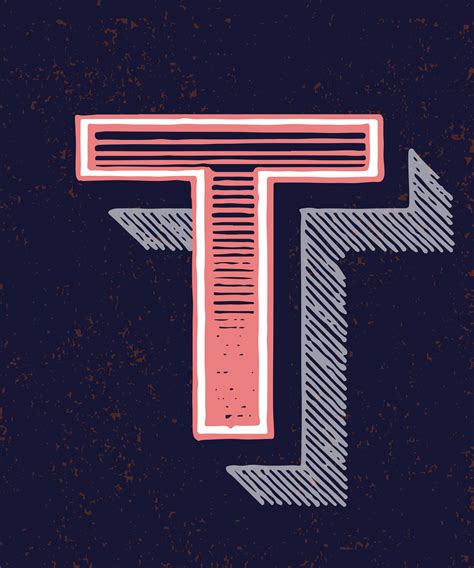 Capital letter T vintage typography style - Download Free Vectors