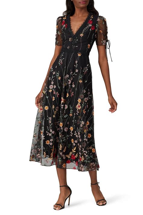 Floral Embroidered Mesh Dress By Ml Monique Lhuillier Rent The Runway