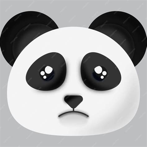 Premium Vector Sad Panda Animal Cartoon Face Over Grey Background