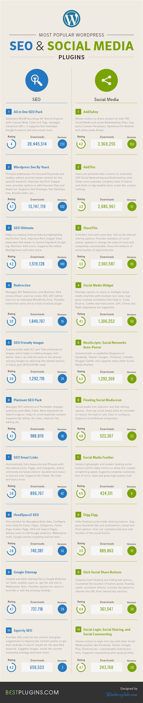 Most Popular Wordpress Seo And Social Media Plugins Infographic