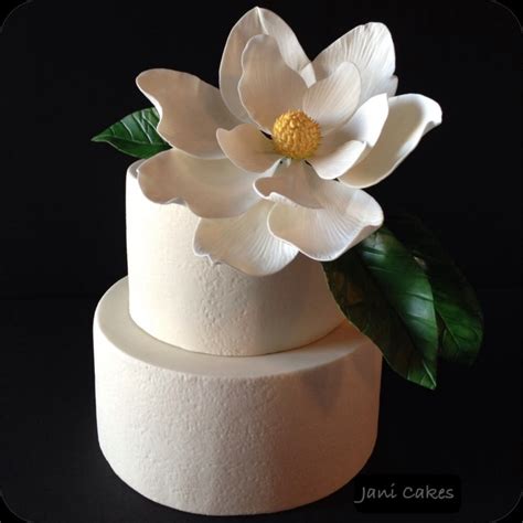Magnolia Flower Wedding Cake Fondant Covered Chocolate Cake Topped With Gumpaste Flower