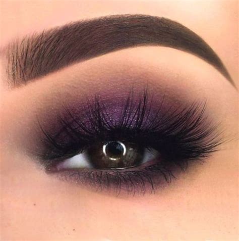 Pretty Makeup For Brown Eyes Purple Plum Eyeshadow Lashes Beauty