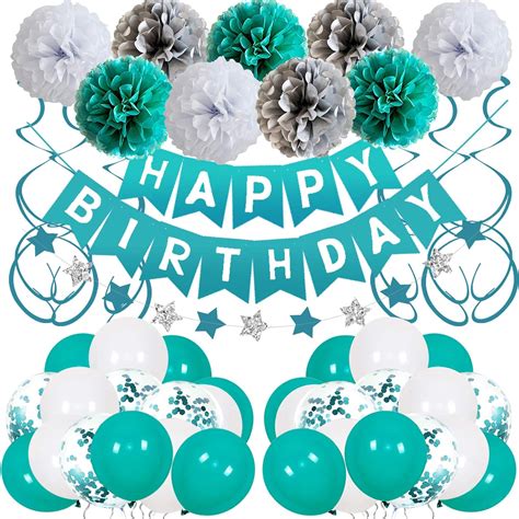 Amazon Com Birthday Decorations Women Teal Birthday Balloons For Girls