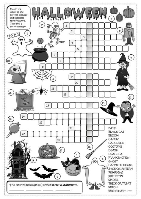 Study a word wall, then answer 12 questions. Halloween - crossword worksheet - Free ESL printable ...
