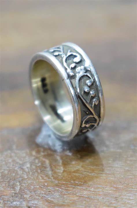 Ring Sterling Silver Etched Band Ring