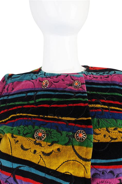 Early 1980s Ungaro Multi Color Velvet Jacket Shrimpton Couture