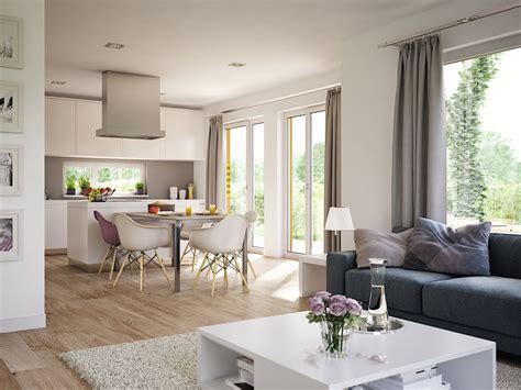Ich habe aber leider keine ahnung welche farben (wände) gut aussehen und wie man das gut mit möbeln kombinieren kann ! Wohnzimmer Ideen modern mit offener Küche & Essbereich ...