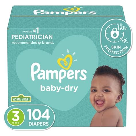 Pampers Baby Dry Extra Protection Diapers Size 3 104 Count