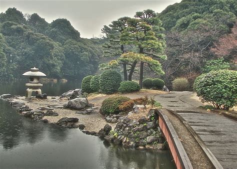 Traditional Japanese Garden At Shinjuku Goyen National Garden In Tokyo