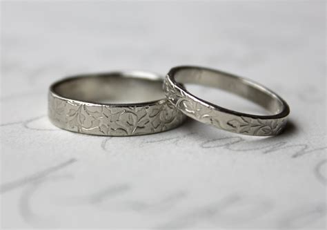 This ring would make excellent engagement ring or a very special present for your loved one. rustic vine wedding band ring set . 14k white gold leaf vine