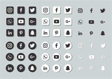 Set Popular Social Media Icons Facebook Instagram Twitter Youtube